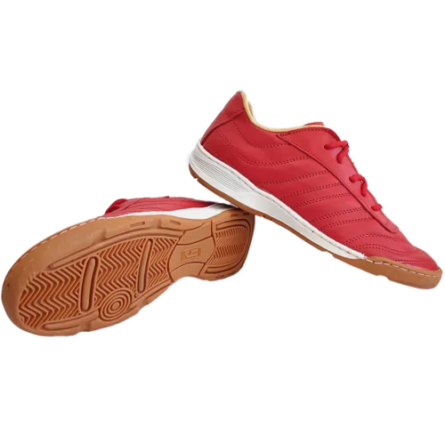 Sm4 Botines Futsal De Cuero Rojo Suela Caramelo