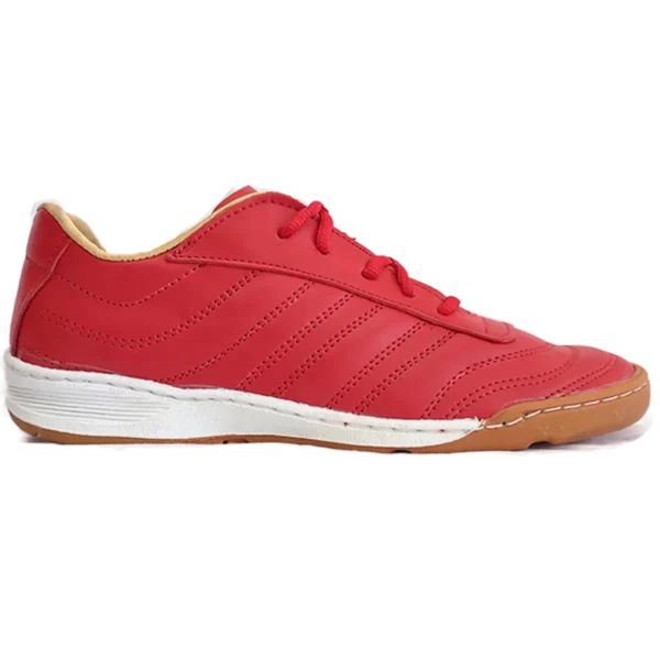 Sm4 Botines Futsal De Cuero Rojo Suela Caramelo