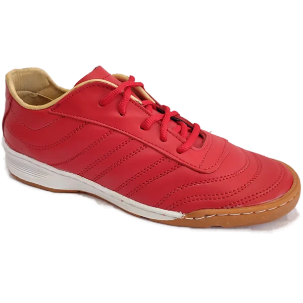 Sm4 Botines Futsal De Cuero Rojo Suela Caramelo
