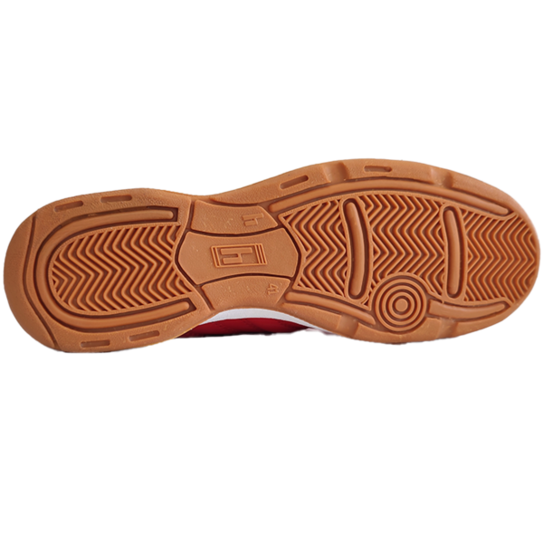 Sm4 Botines Futsal De Cuero Rojo Suela Caramelo