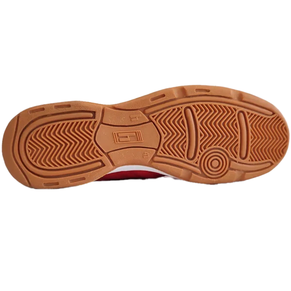 Sm4 Botines Futsal De Cuero Rojo Suela Caramelo